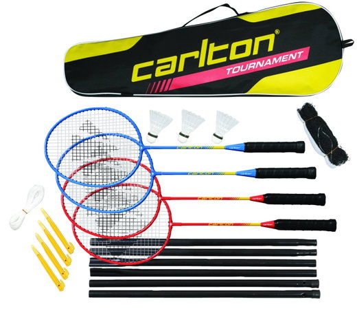 Carlton Badminton Set (4x Schläger, 3x Bälle, 1x Netz, 1x Tasche)
